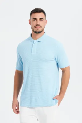 Men Blue Short Sleeved Polo Shirt