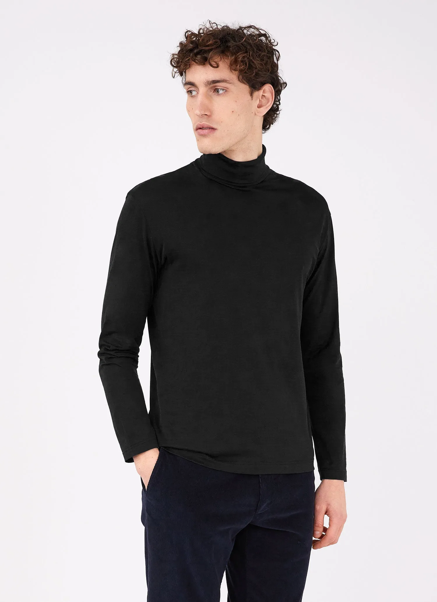 Men's Long Sleeve Roll Neck in Black