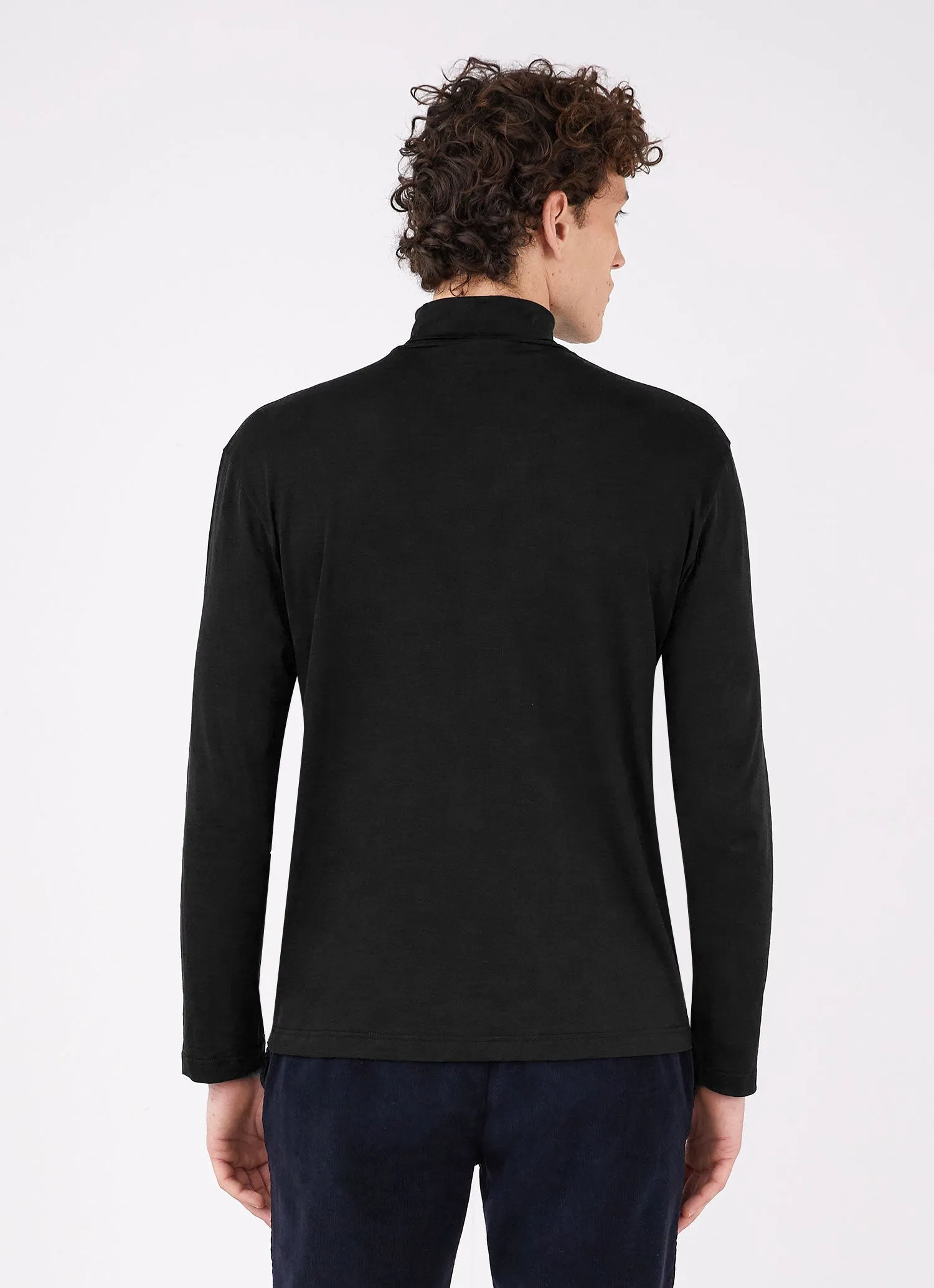 Men's Long Sleeve Roll Neck in Black