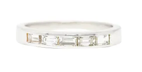 Mid-Century 0.42 CWT Diamond Platinum Vintage Wedding Band Ring