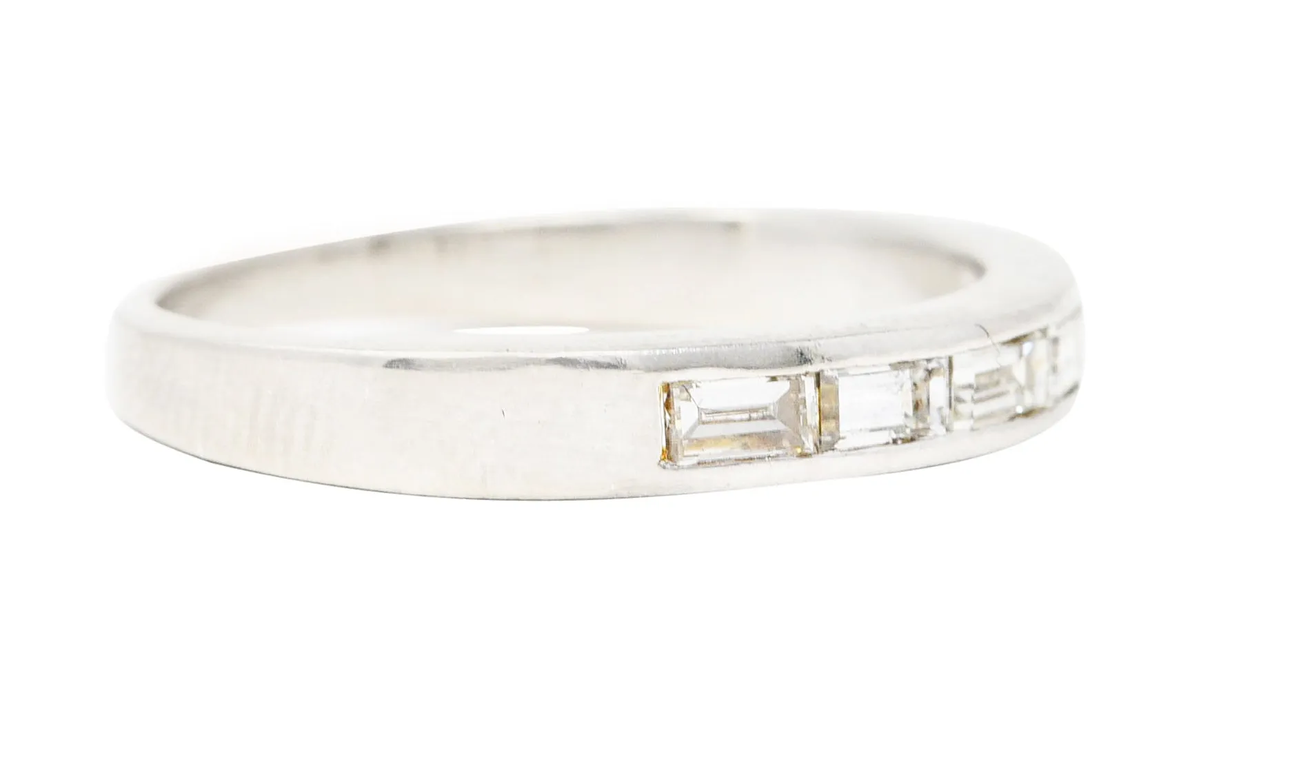 Mid-Century 0.42 CWT Diamond Platinum Vintage Wedding Band Ring