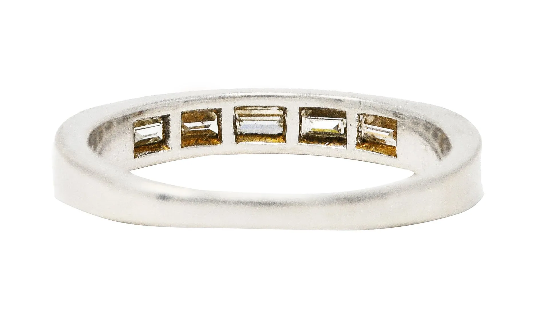 Mid-Century 0.42 CWT Diamond Platinum Vintage Wedding Band Ring