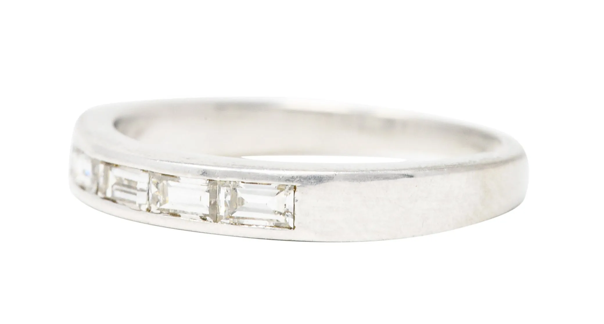 Mid-Century 0.42 CWT Diamond Platinum Vintage Wedding Band Ring