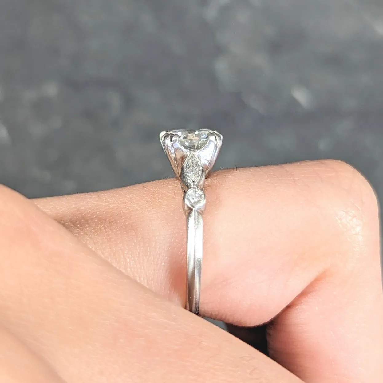 Mid-Century 1.66 CTW Transitional Cut Diamond Platinum Five Stone Vintage Engagement Ring GIA