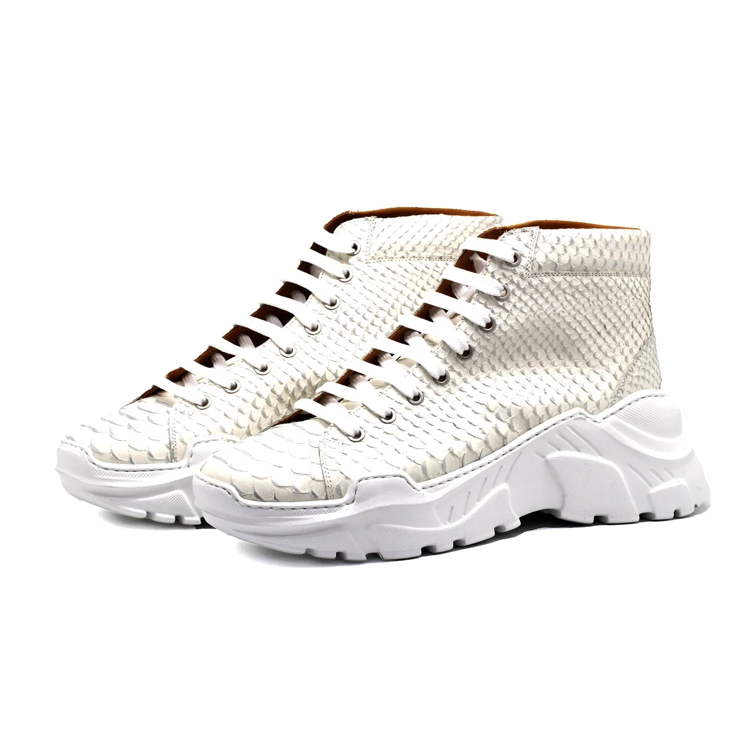 Mister Senan Men's Shoes Snake-Print Leather Ankle Sneakersbg (MIS1164)