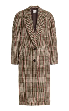 Miu Miu Single-Breasted Tartan Coat