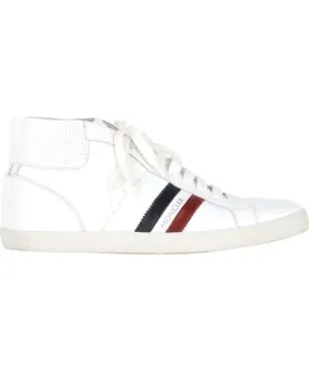 Moncler Monte Carlo Striped High Top Sneakers in White Leather