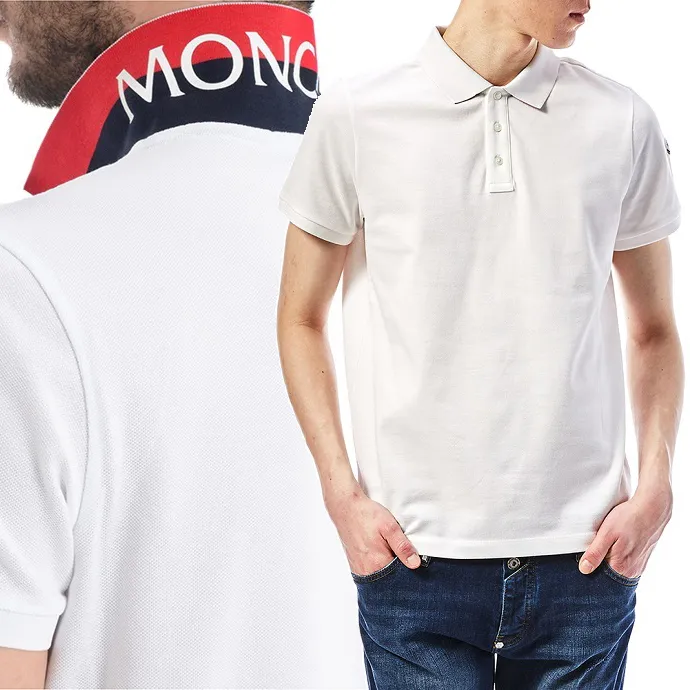 MONCLER  |Plain Cotton Short Sleeves Logo Polos