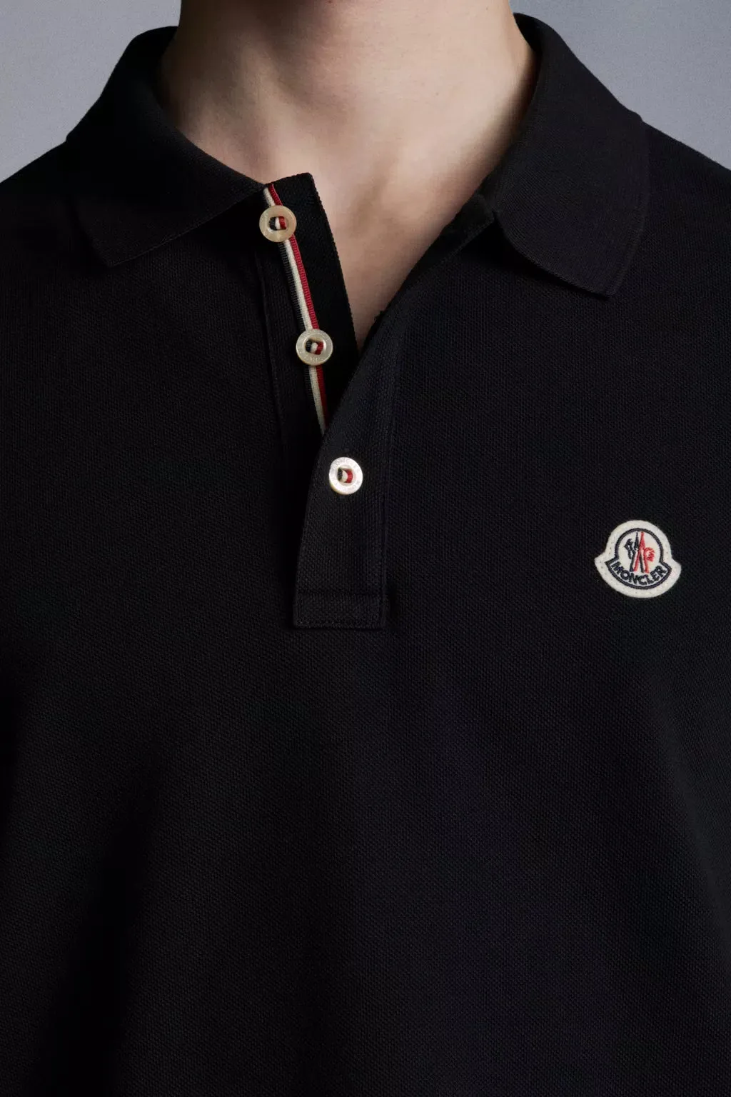 Moncler - Polo black à empiècement logo