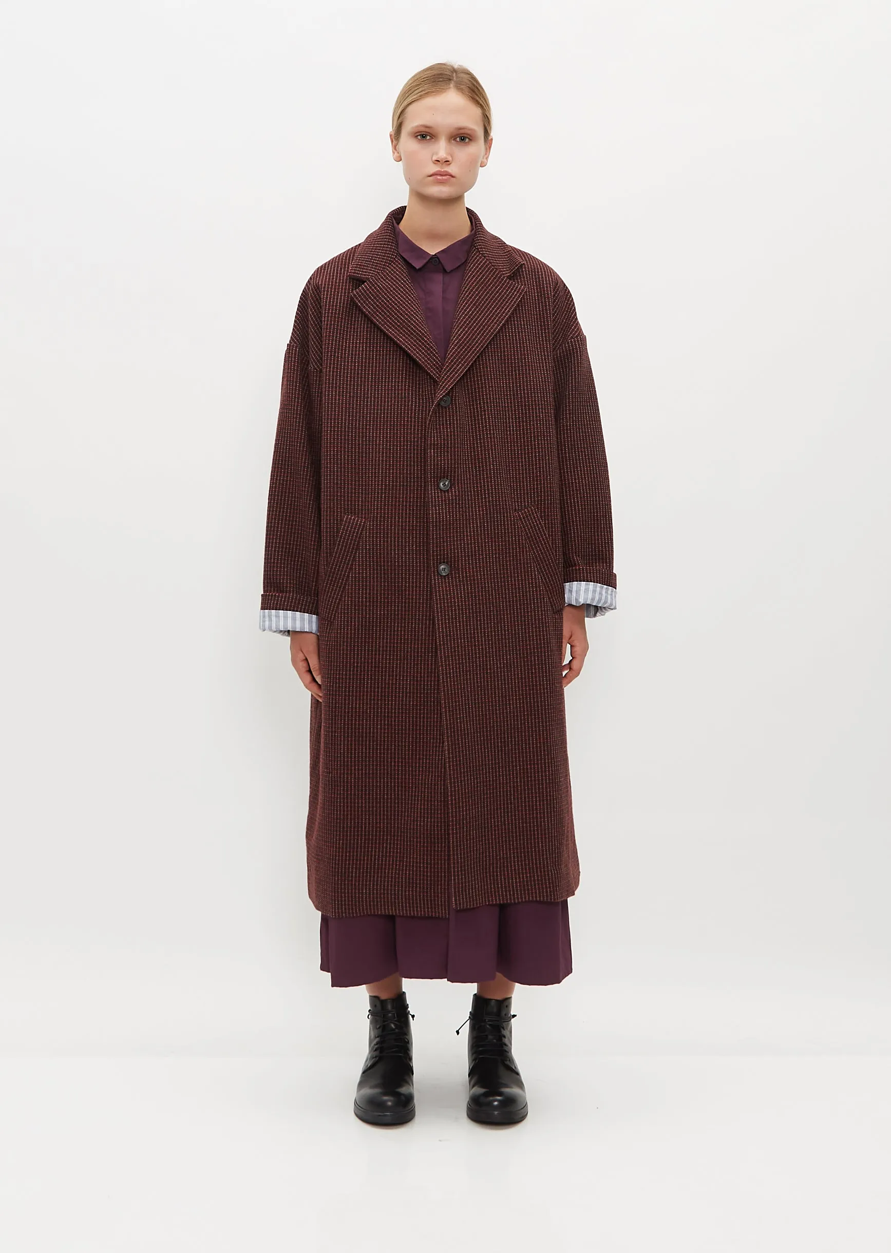 Moon Wool Coat — Red Check