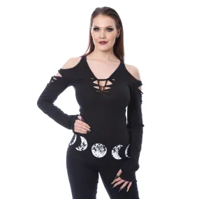 MOONCHILD LONG SLEEVE TOP - BLACK