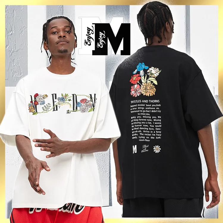 MR. ENJOY DA MONEY  |Crew Neck Flower Patterns Unisex Street Style Cotton