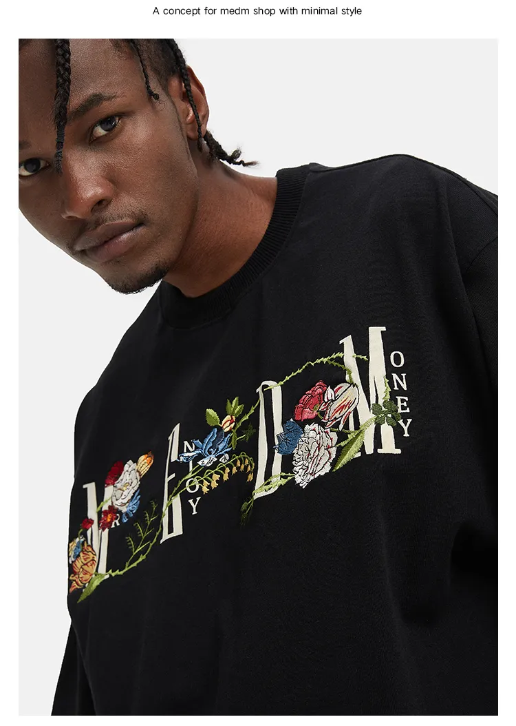 MR. ENJOY DA MONEY  |Crew Neck Flower Patterns Unisex Street Style Cotton