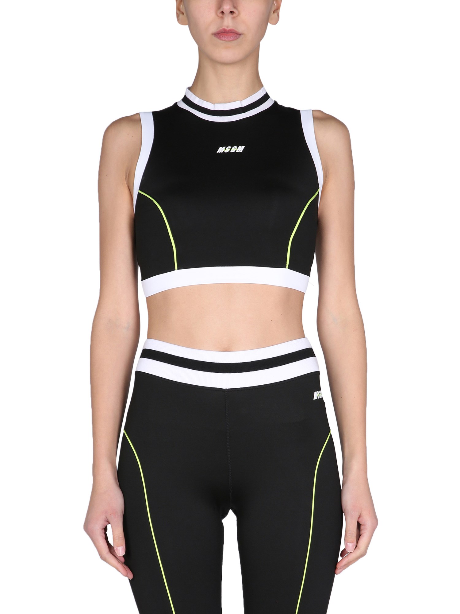 MSGM    NYLON ACTIVE LOGO PRINT CROP TOP