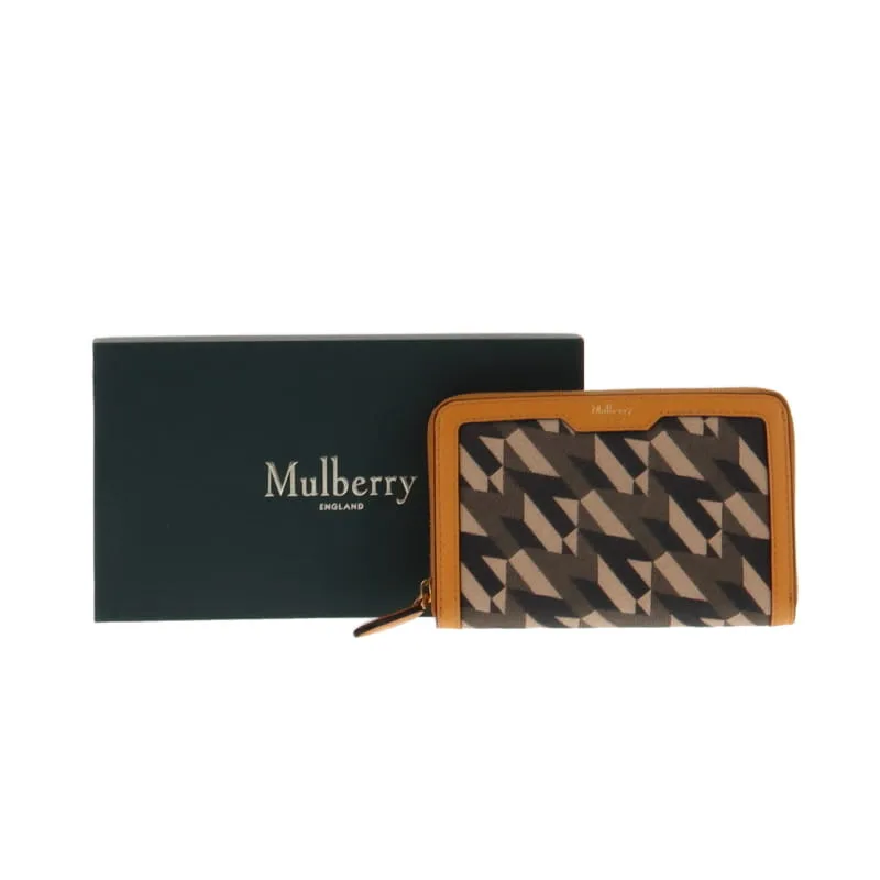 Mulberry Medium Zip Around Wallet Monogram Deep Amber