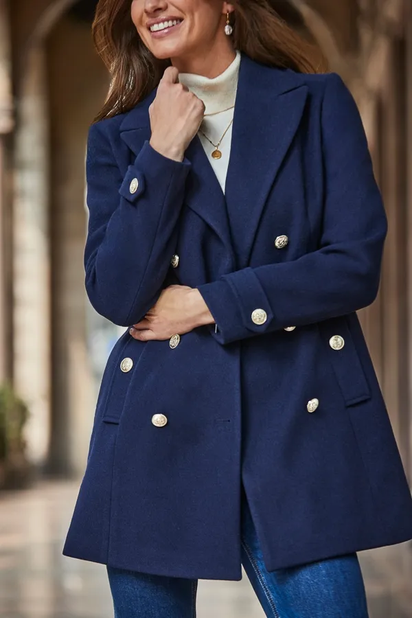 Navy Blue Double Breasted Coat