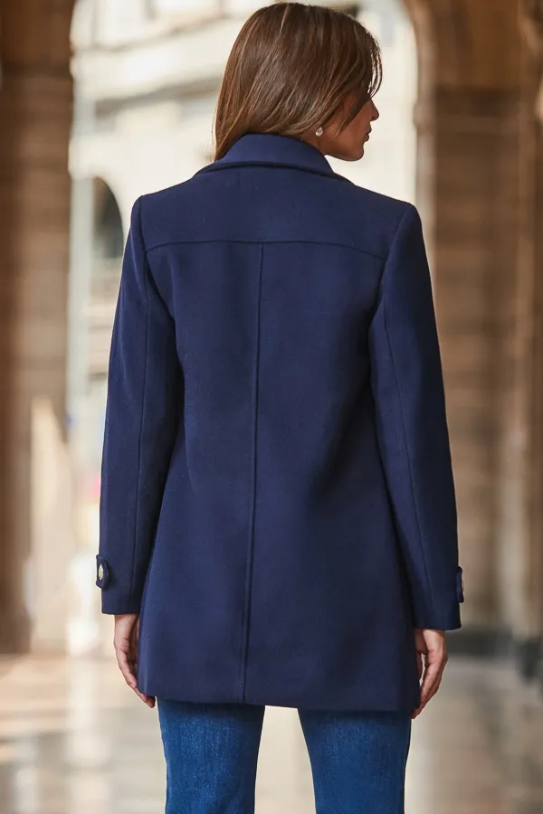 Navy Blue Double Breasted Coat