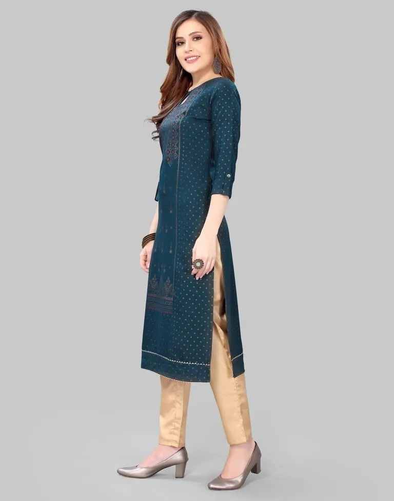 Navy Blue Printed Kurti