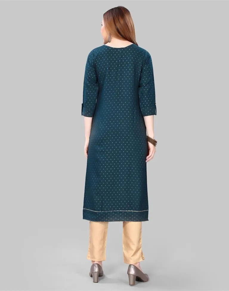 Navy Blue Printed Kurti