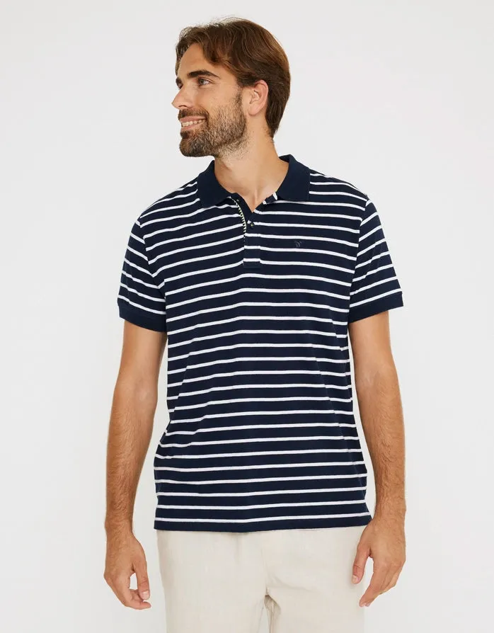 Navy Blue Short Sleeve Polo - Leopold