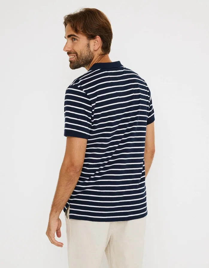 Navy Blue Short Sleeve Polo - Leopold