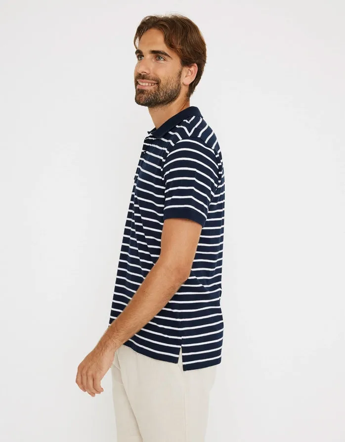 Navy Blue Short Sleeve Polo - Leopold