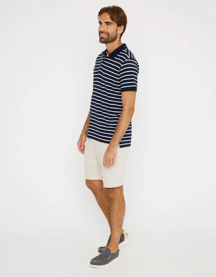 Navy Blue Short Sleeve Polo - Leopold