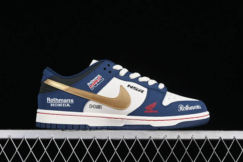 Nike SB Dunk Low Navy Blue Off White Black Red Gold MU0232-365