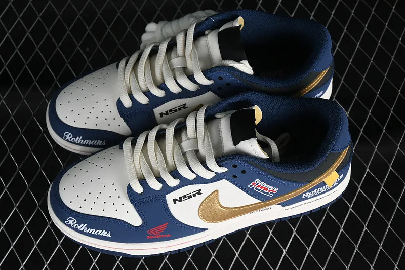 Nike SB Dunk Low Navy Blue Off White Black Red Gold MU0232-365