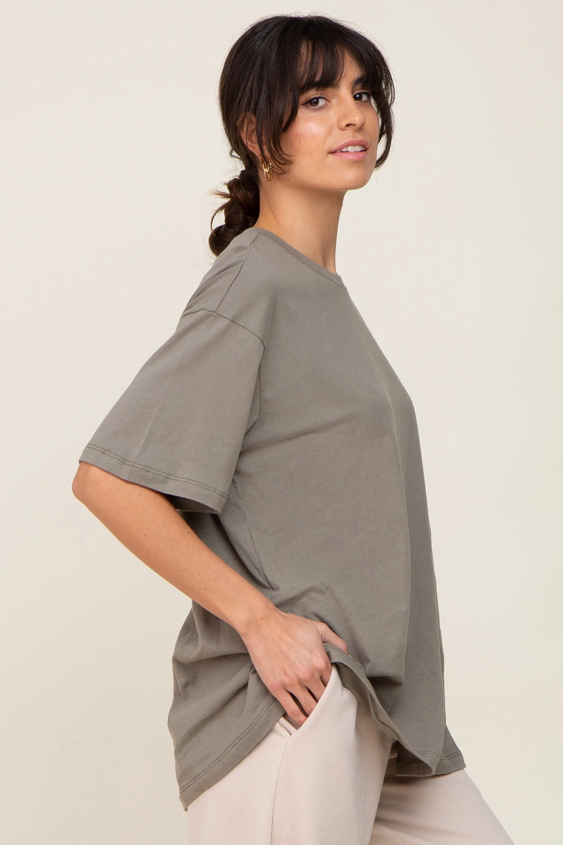 Olive Basic Oversized Tee