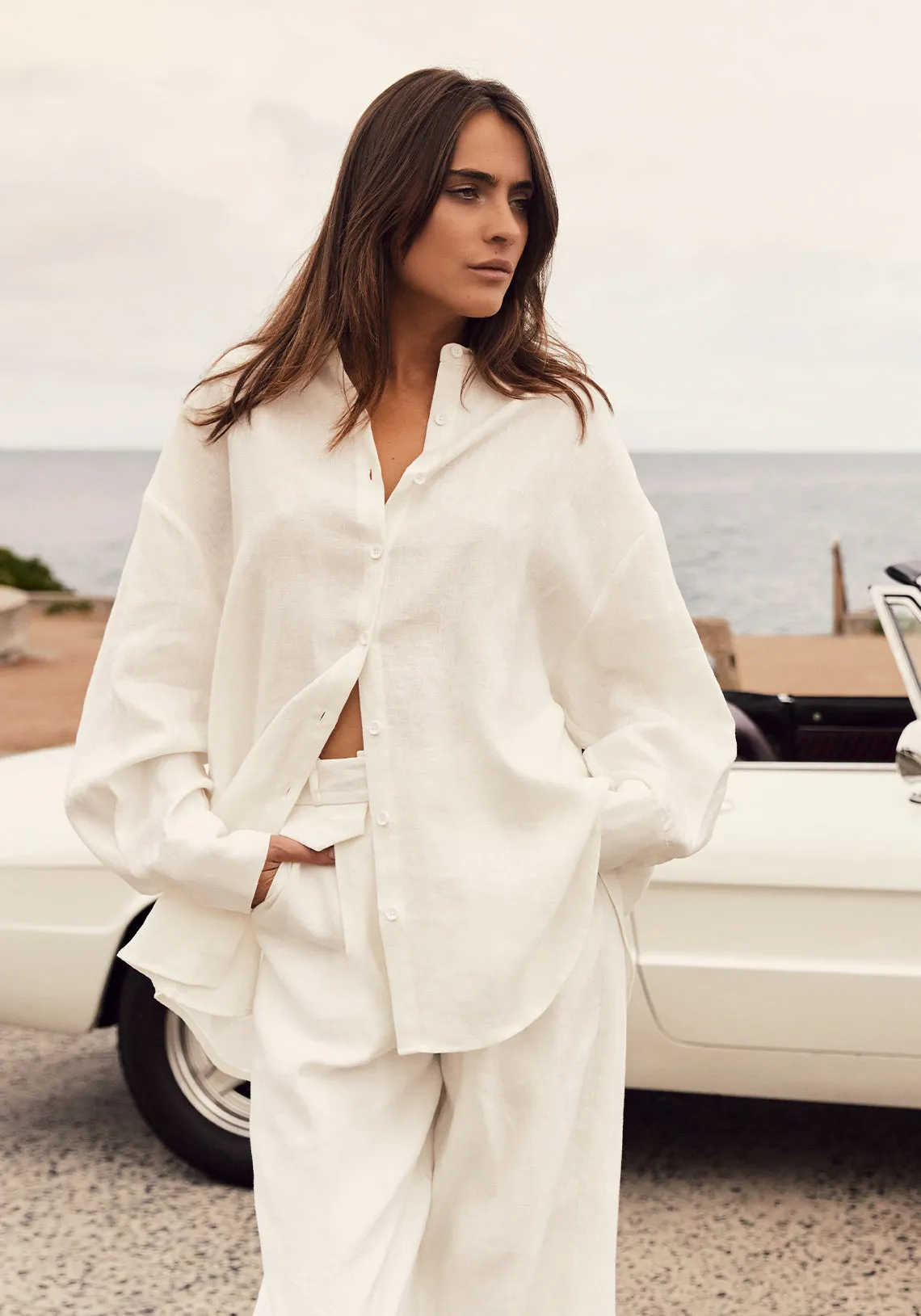 OVERSIZED LINEN SHIRT WHITE