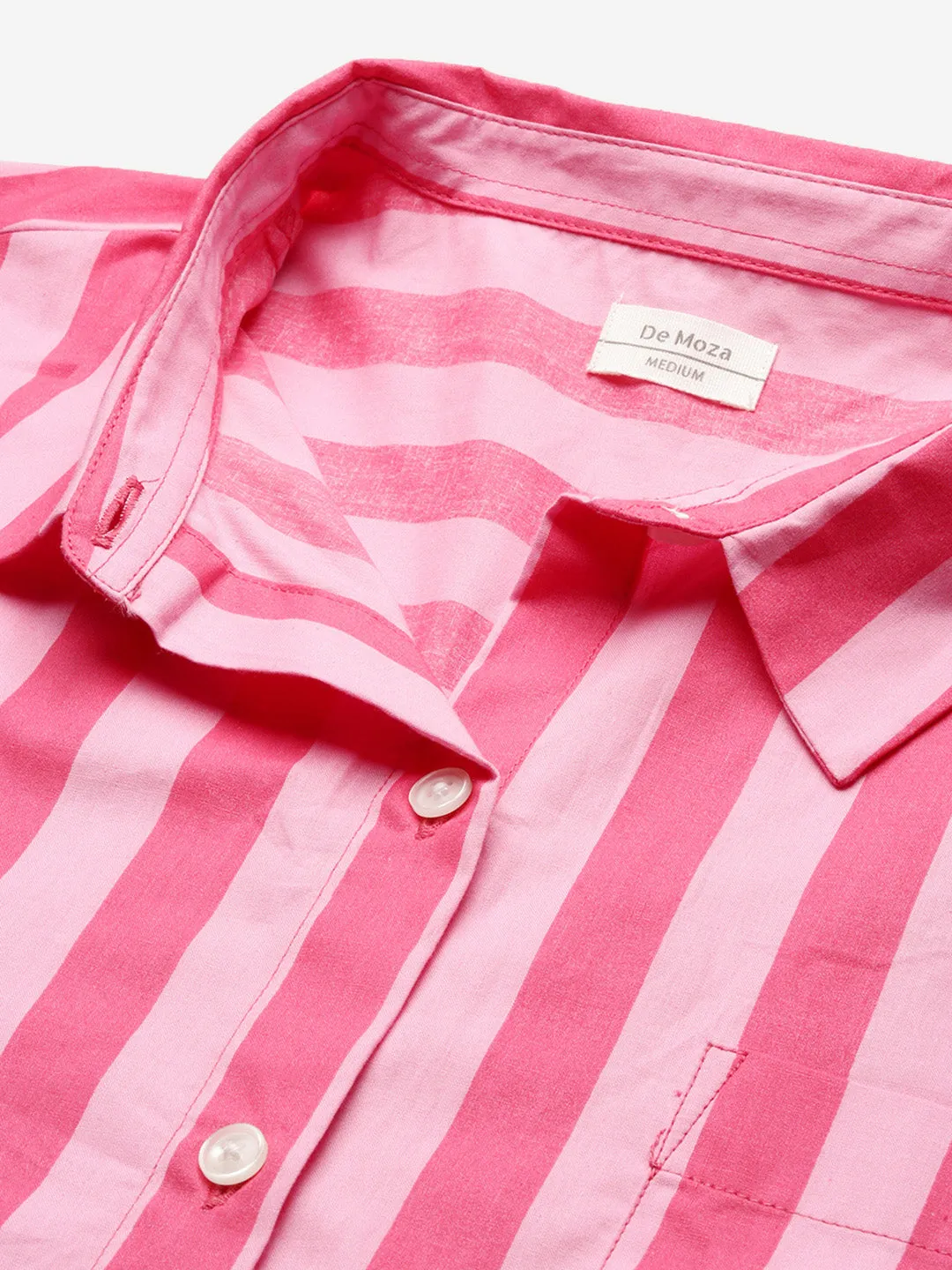 Oversized Stripped Shirt-Pink