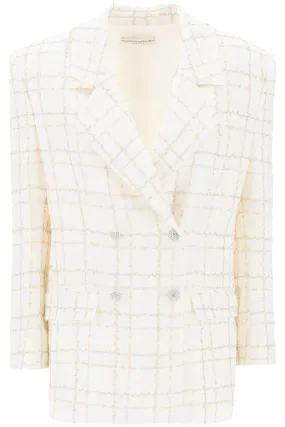 oversized tweed jacket with plaid pattern FABX3720 F4321 WHITE