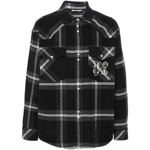 Palm Angels  |Tartan Unisex Street Style Long Sleeves Cotton Oversized