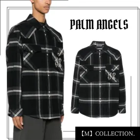 Palm Angels  |Tartan Unisex Street Style Long Sleeves Cotton Oversized