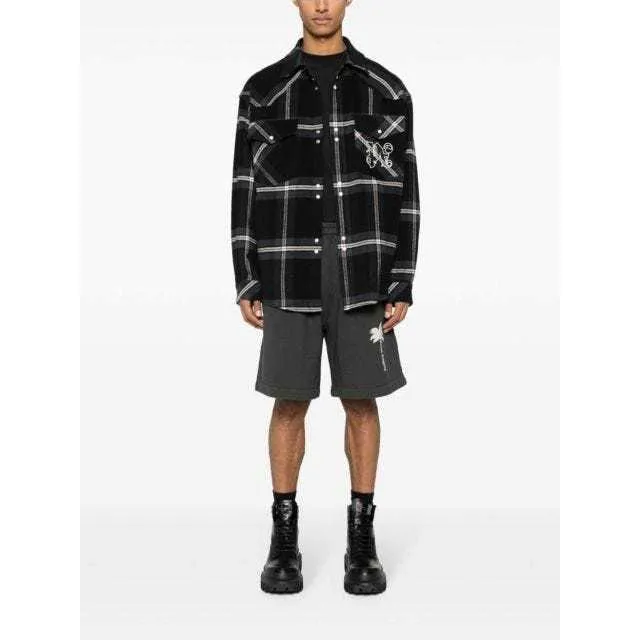 Palm Angels  |Tartan Unisex Street Style Long Sleeves Cotton Oversized