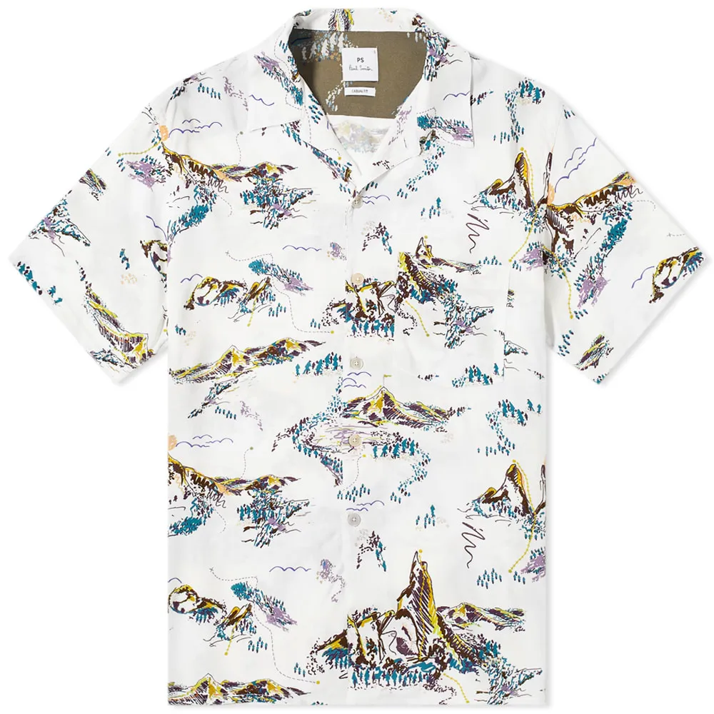 Paul Smith Mountain Print Vacation ShirtWhite Multi