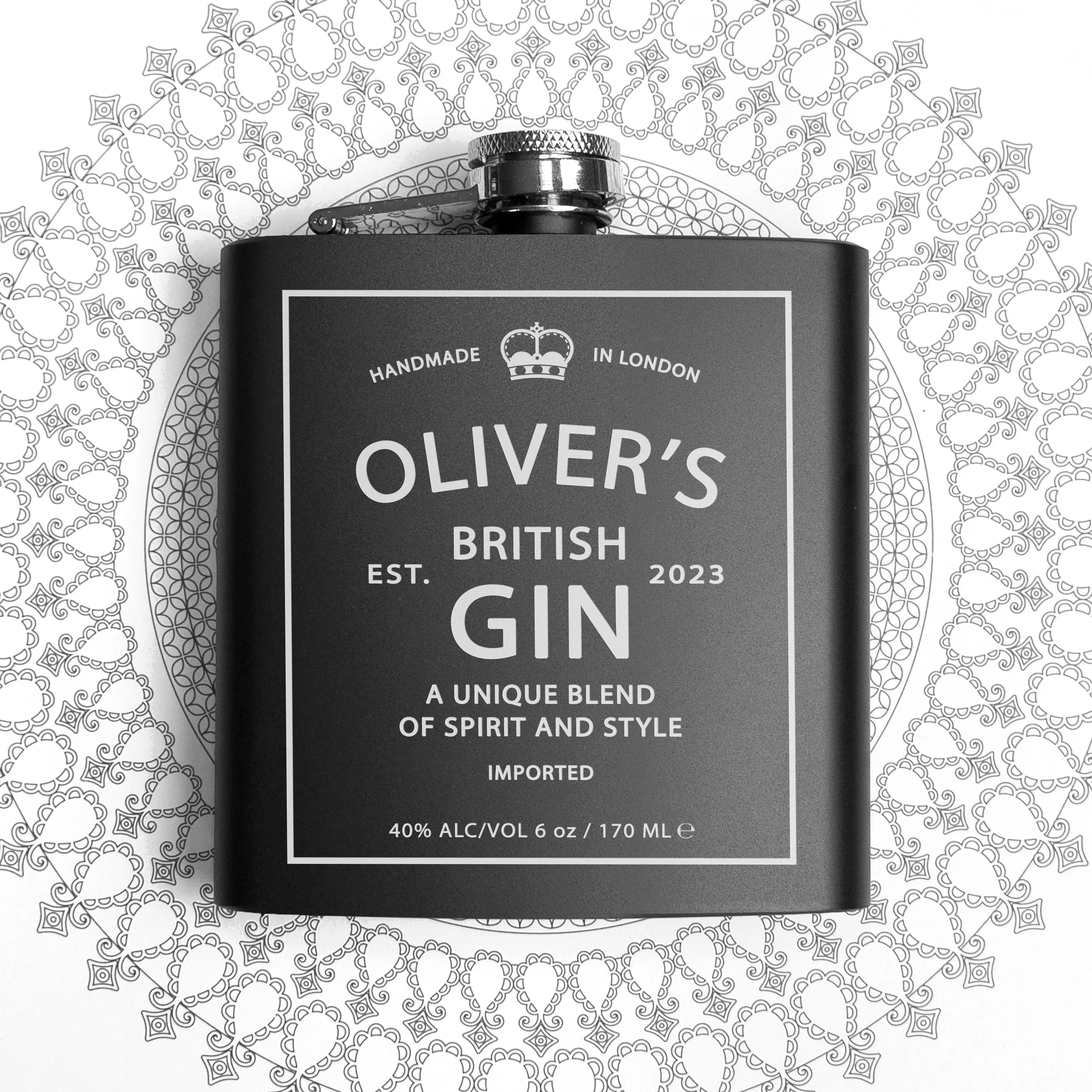 Personalised Gin Vintage Hip Flask