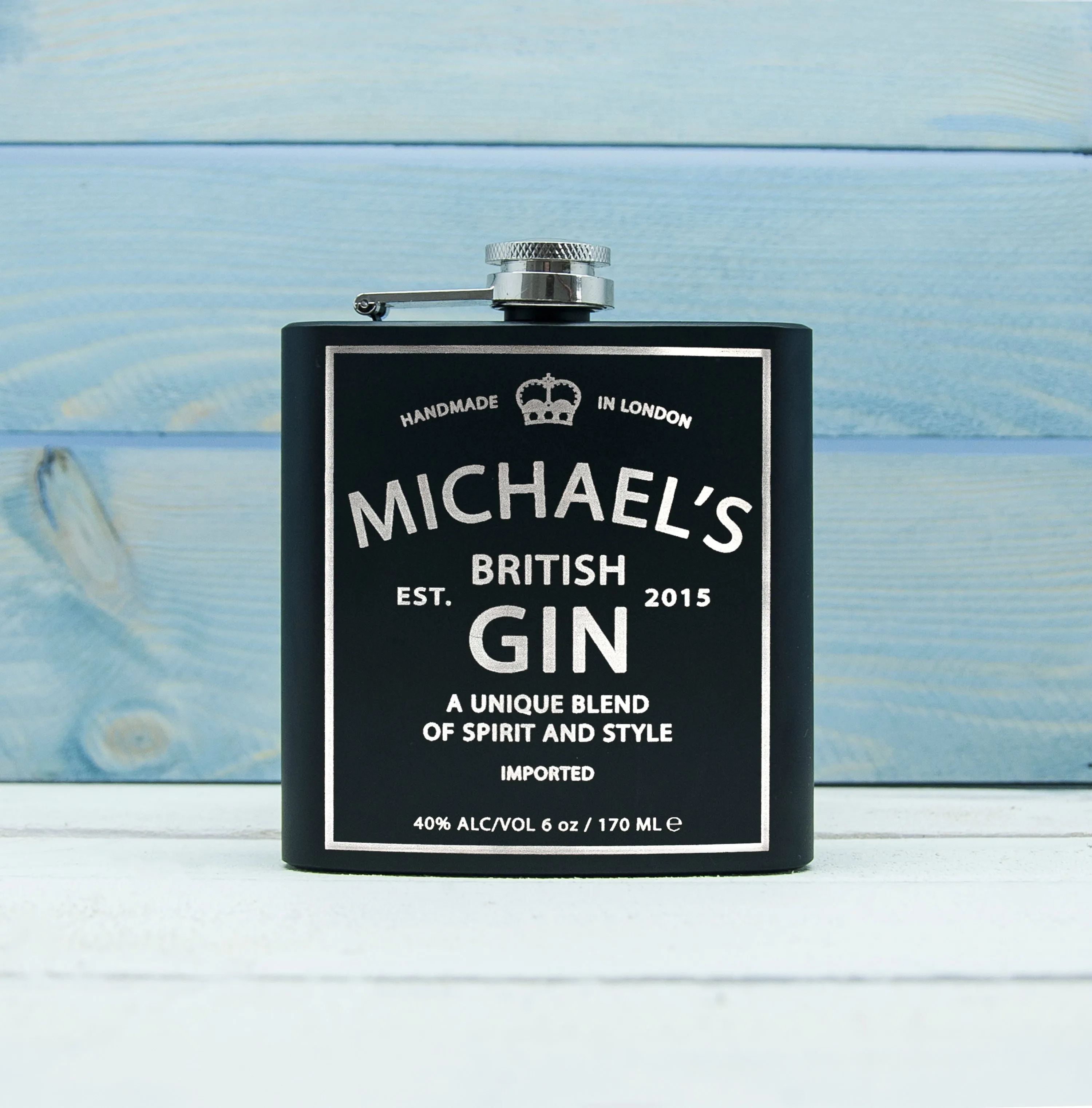 Personalised Gin Vintage Hip Flask