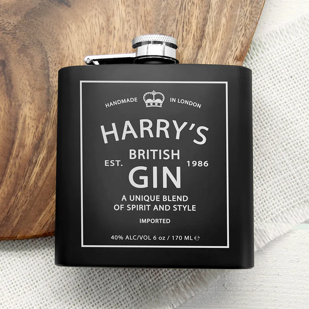 Personalised Gin Vintage Hip Flask