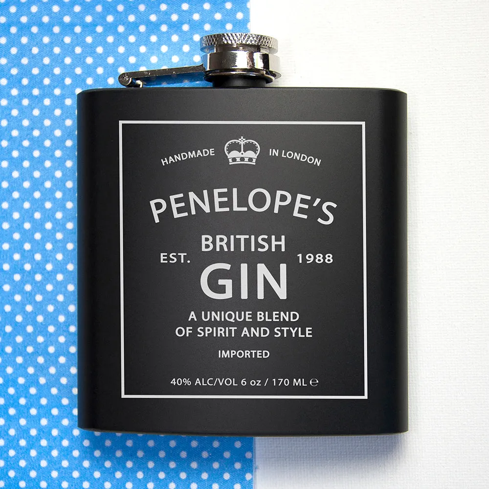 Personalised Gin Vintage Hip Flask