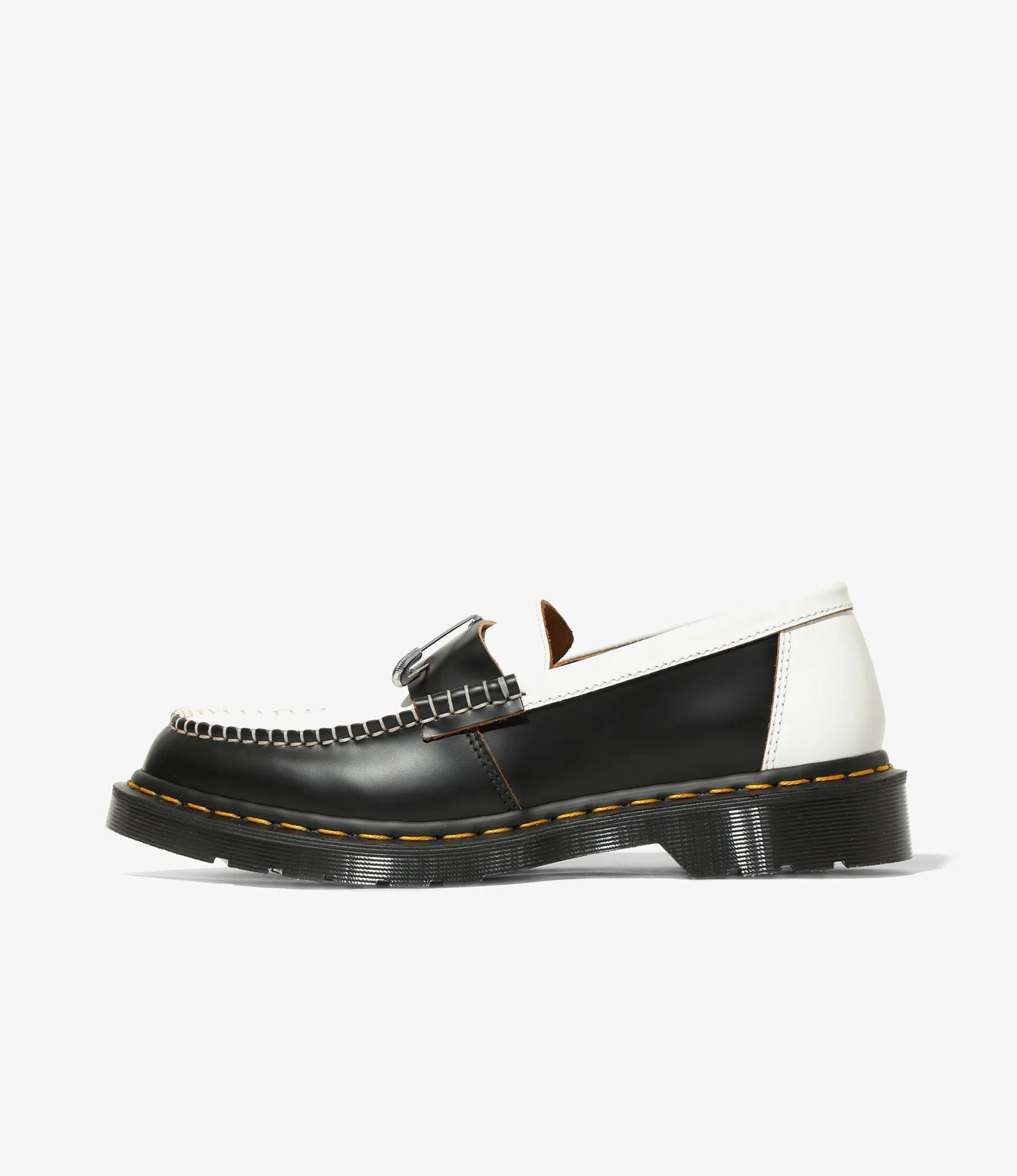 Pinned Penton Loafer –Black/White Quilon Leather