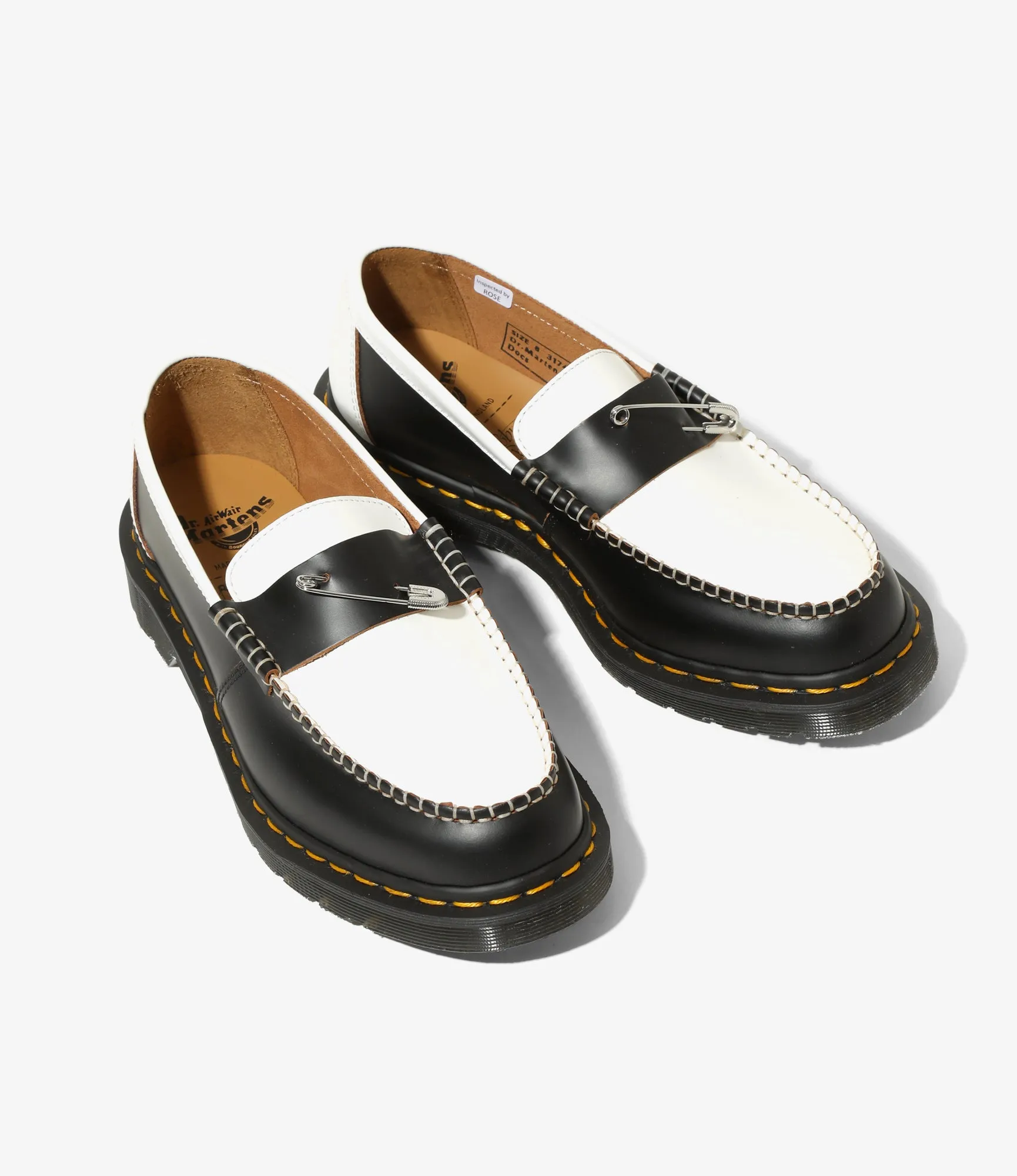 Pinned Penton Loafer –Black/White Quilon Leather