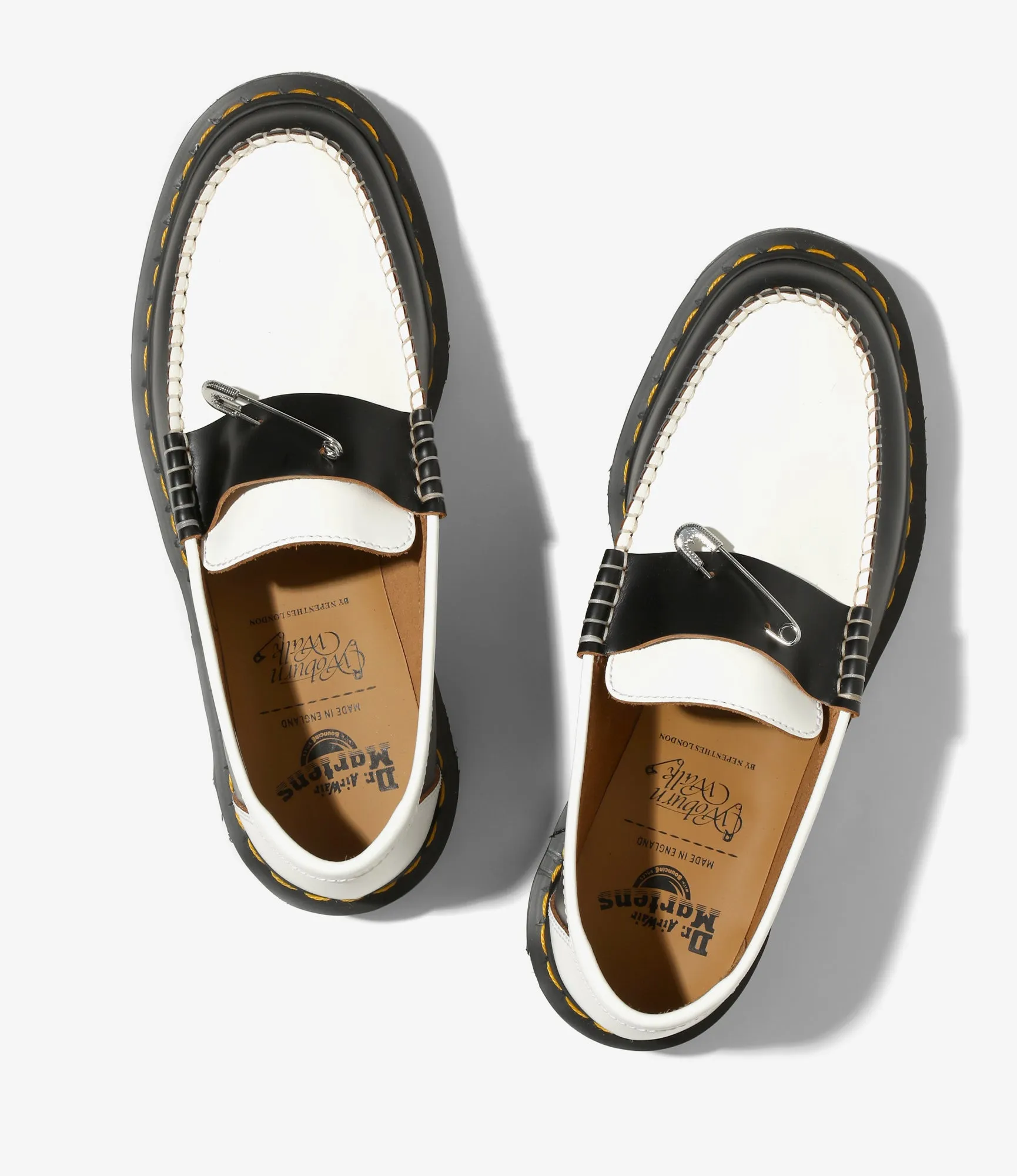 Pinned Penton Loafer –Black/White Quilon Leather