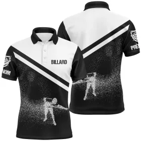 Polo de Billard Personnalisé avec Prénom, Motif Joueur de Billard Noir et Blanc Unique - CT03072312