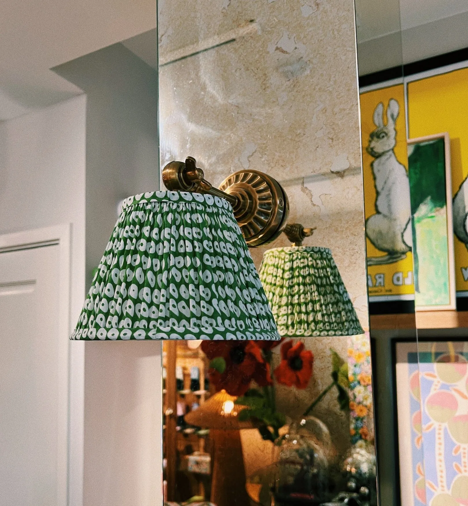 Pooky Green Ikat Cotton Lampshade