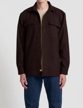 POPLIN & CO SPECKELD BROWN SOLID SHIRT JACKET