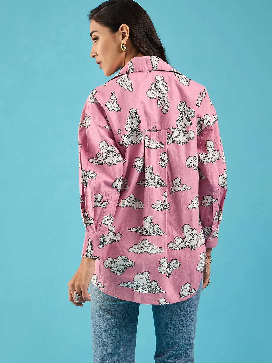 Printed Asymmetrical Cotton Shirt