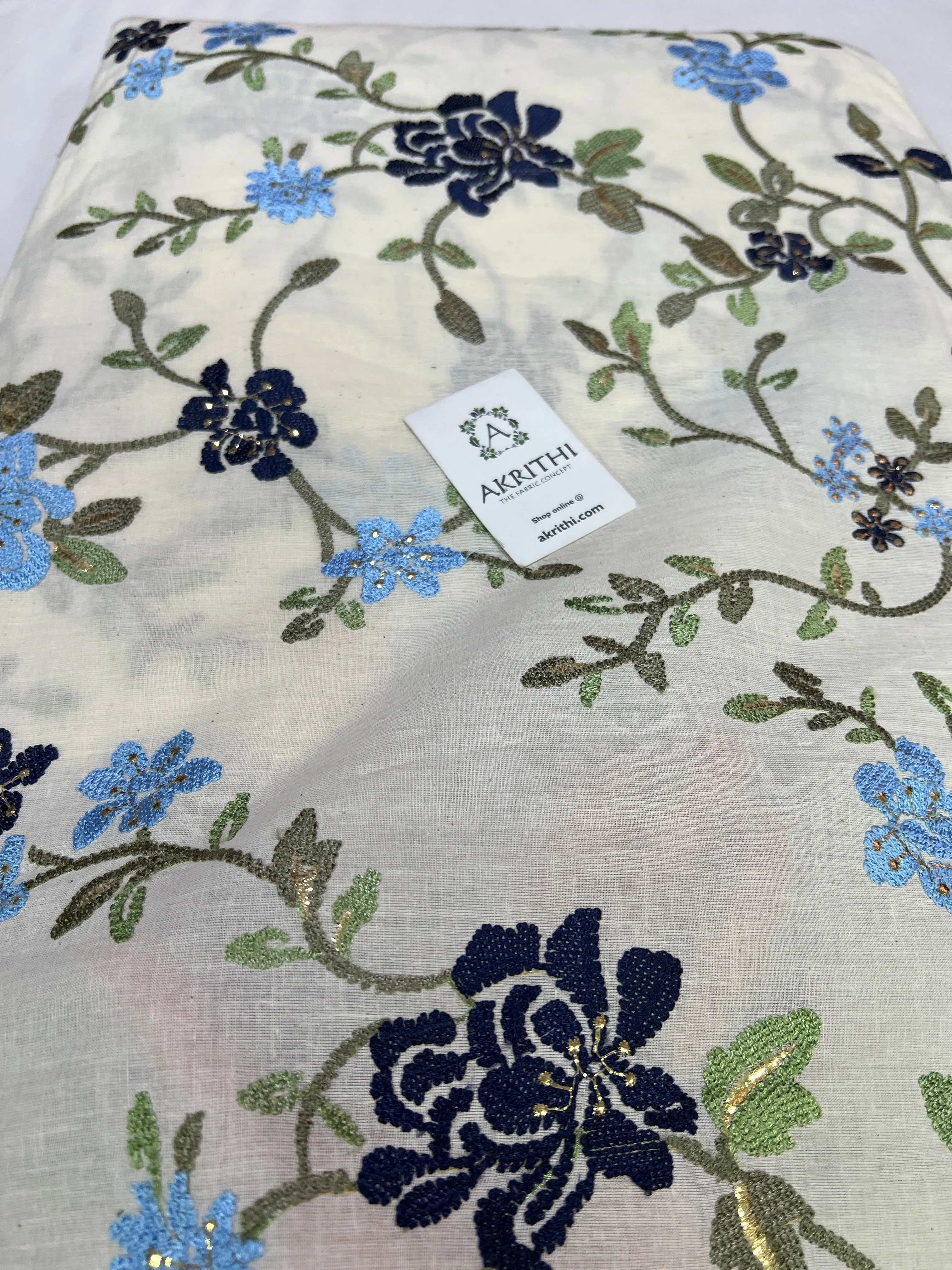 Pure cotton embroidered fabric