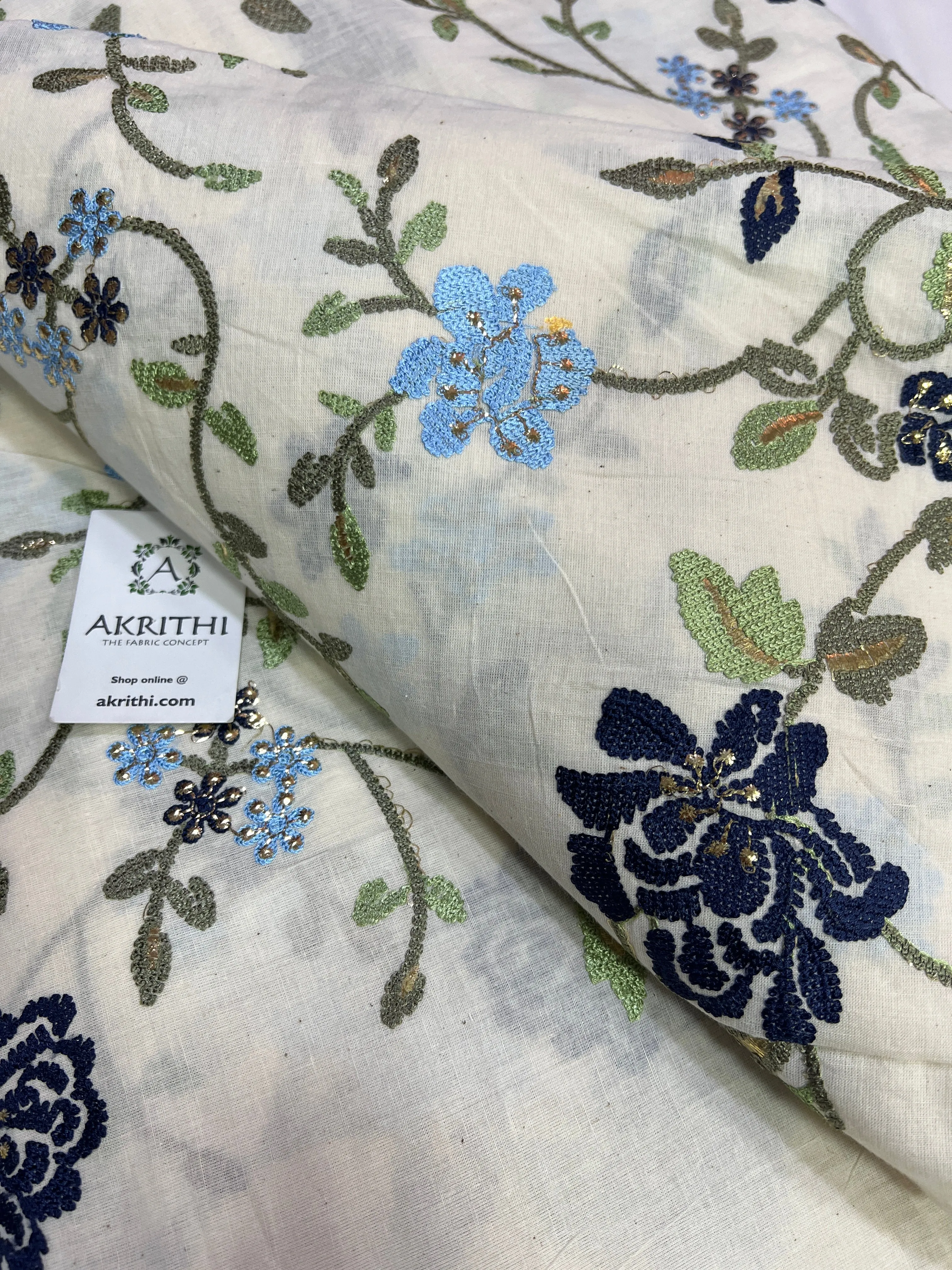 Pure cotton embroidered fabric